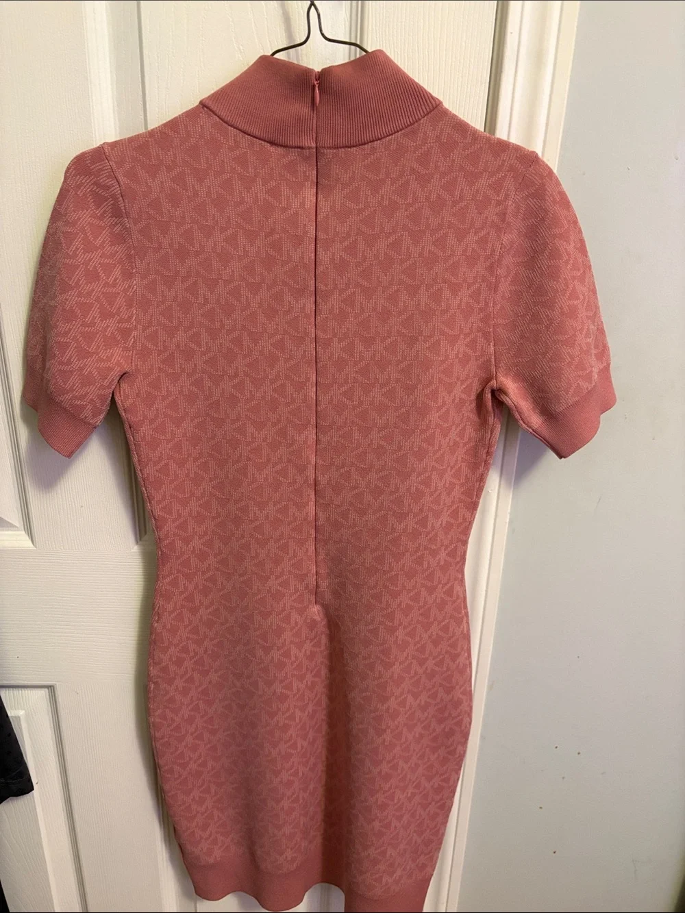 Michael Kors Rose-Pink Knit Mock-Neck Mini Dress